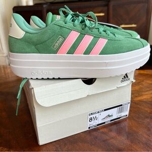 Adidas Women's Green and Pink Sneakers